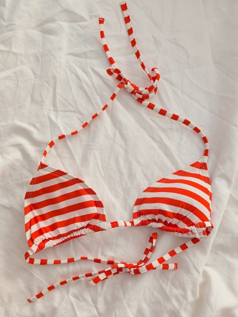 & Other Stories Paris Atelier Orange White Striped Triangle Bikini Top Size US6